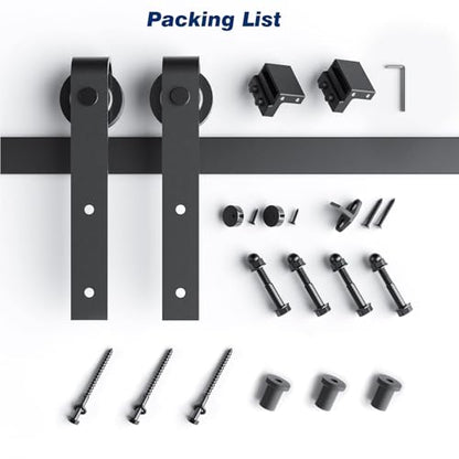 EaseLife 4 FT Sliding Barn Door Hardware Track Kit,Basic J Pulley,Slide Smoothly Quietly,Easy Install (4FT Track Kit for 24" Wide Single Door) - size: 4FT