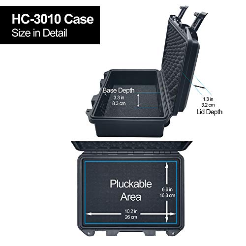 Lykus HC-3010 Waterproof Hard Case with Foam, Inner Size 10.75*6.65*3.94in - color: Black, size: HC-3010