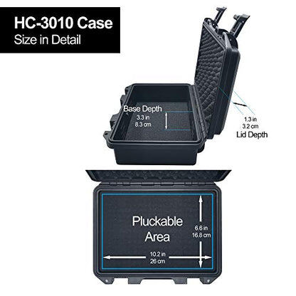 Lykus HC-3010 Waterproof Hard Case with Foam, Inner Size 10.75*6.65*3.94in - color: Black, size: HC-3010
