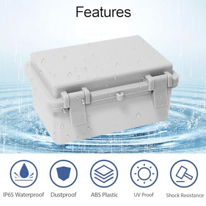 Junction Box, ABS Plastic IP65 Waterproof Dustproof Universal Electrical Enclosure, Hinged Shell Outdoor and Indoor Project Box, 5.9"x 3.9"x 2.8"(150x100x70mm), 2 Pack - size: 5.9" x 3.9"x 2.8" (2pc)