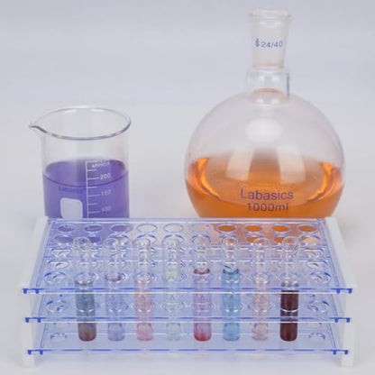 Labasics Test Tube Rack, 3-Tier Detachable Blue Plastic Test Tube Rack Tube Holder Stand Rack for Laboratory Scientific Experiments, 0.51 in 50-Place - size: 0.51 in