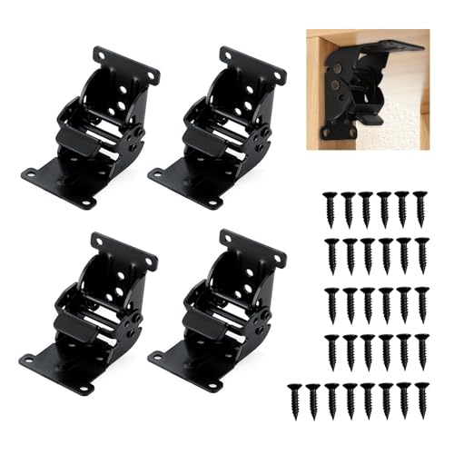 Self Locking Folding Hinges 90-Degree Folding Leg Bracket,Black