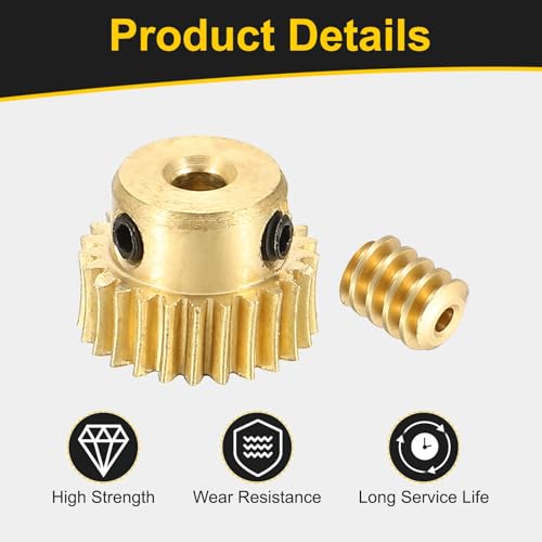 uxcell Worm Gear Set Right Rotation 25T 0.5 Module 1:25 Reduction Rate - size: Gear-3mm, Rod-1.98mm Bore, style: 0.5M-25T