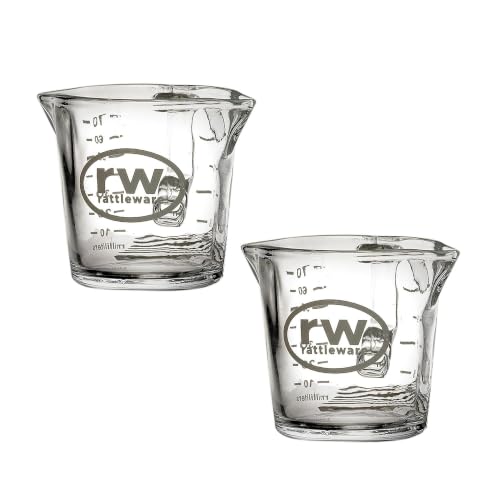 Rattleware 3 Oz Double Spout Espresso Shot Glass Pitcher 2 Pack Barista Cup