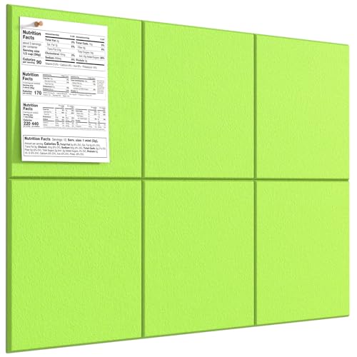 MaxGear Large Cork Board for Wall 36" x 24", Fruit Green Bulletin Board, 6 Pack Felt Wall Tiles with Pushpins, Cork Boards for Office Pin Board Tack Board Cork Boards - color: Fruit Green, size: 36" x 24"