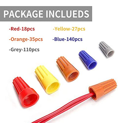 330 Pcs Wire Connectors Nuts Kit - Electrical Twist Wiring Splice Screw Caps Assortment