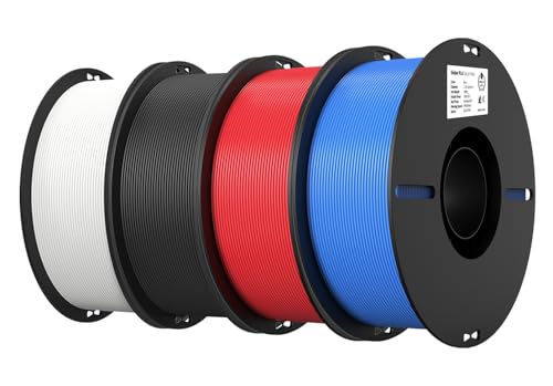 Creality PLA Filament 1.75mm Multi‑Color, 4‑Pack, 4KG Total - color: Black+white+red+blue, size: 4kg