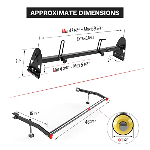 Model RX27 Fullsize Steel Two-Bar Van Ladder Roof Rack with Rear Cargo Roller - Black - color: Black, size: 2 Bars