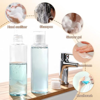 5 oz Clear Plastic Empty Bottles Travel Bottle Container with Flip Cap Sample Tube Jars for Cosmetic Bath Shower Gel Lotion Liquid Shampoo - Set of 4