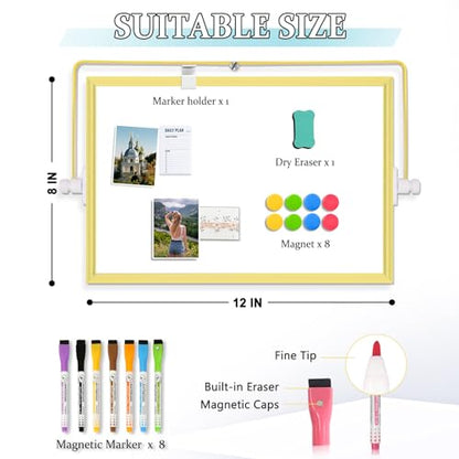 Double-Sided Magnetic White Board with Stand, 12" x 8" (Gold) - color: Gold, size: 12"W x 8"H