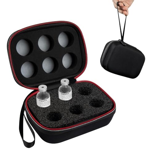 Mviioe Portable Insulin & Peptide Vial Travel Case Fits 10ml Bottles, Black - color: Black-6 Slots