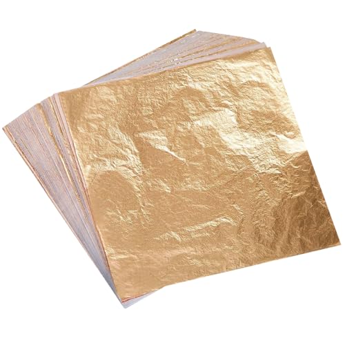 Wadities 100pcs Imitation Champagne Gold Leaf Sheets, 14 x 14 cm Gold Foil Multipurpose Gold Leaf for Nail, Art & DIY Project, Picture Frame, Home Wall, Interior and Multi Artistic Decoration - color: CHAMPAGNE GOLD