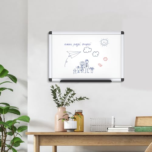 VIZ-PRO Magnetic Whiteboard, 18 x 12 Inches, Dry Erase Board for Wall - size: 18"W x 12"H