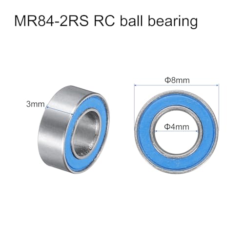 uxcell 20pcs MR84-2RS Miniature Deep Groove Ball Bearings 4x8x3mm Double Sealed Bearings (Blue) for Electric Motor, Home Appliances, Machinery, P6 (ABEC 3) - color: Blue, size: MR84-2RS