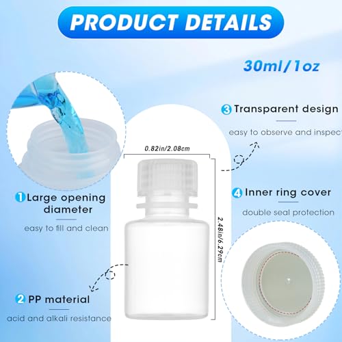 1oz/30ml Plastic Sample Bottles with caps, Wide Mouth, 10Pcs - style: 30ML-10pcs