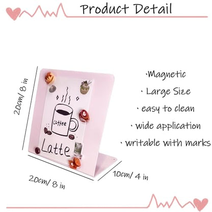 2 Pack Metal Pink Magnet Display Board, 8"×8" Anti-Slip Desk Magnetic Bulletin Board Decorative Tabletop Memo Photo Display Stand Small Business Supplies for Home Office Vendor Booth Events Classroom - size: 8" × 8"- P