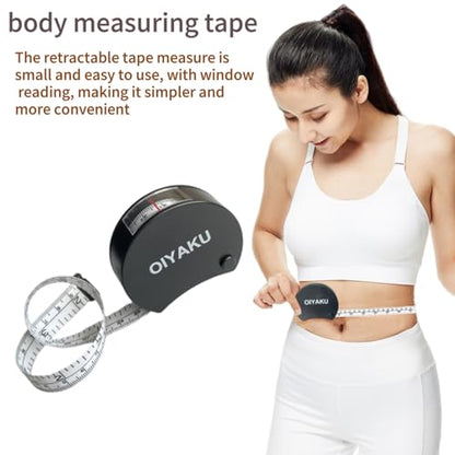 Soft Body Measuring Tape Measure Window Reading Retractable Metric 60IN - color: black