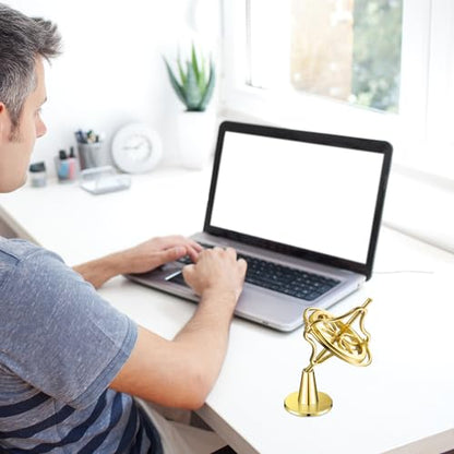 meekoo 2 Pcs Gyroscope Toys, Metal Anti Gravity Top, Gold - style: Gold