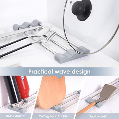 Tomorotec Adjustable Over-The-Sink Kitchen Rack for Dishcloths, Sponges, Bottles and Brushes - Heat-Resistant Stainless Steel with Slim, Expandable Design and Multifunctional Silicone Holder - color: Light Gray