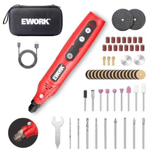 EWORK 71PCS Mini Rotary Tool, 5-Speed Rotary Tool Kit for DIY Enthusiasts - color: Red(71pcs)