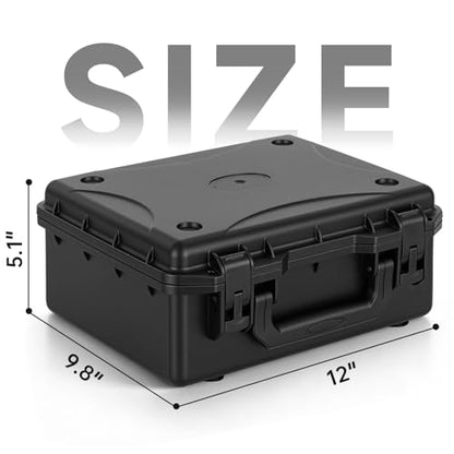 TORIBIO Hard Carrying Case with Foam, Shockproof Storage Box 12"x9.3"x4" - size: 12" x 9.3" x 4"