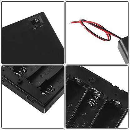 5pcs 4 AA Battery Holder with Cover and Switch, 4X 1.5V AA Battery Holder Case with Wires and ON/Off Switch, 6V AA Battery Holder with Switch - color: 4 AA Battery Holder with Cover and Switch