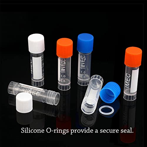 100PCS 2ml Plastic Small Vials with Screw Caps Sample Tubes Cryotubes,PP Material, Free from DNase, RNase, Human DNA - style: 2ml 100pcs