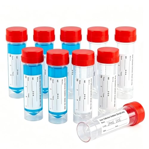10Pcs Stool Sample Collection Kit,30ml Sample Containers with Label - color: Red