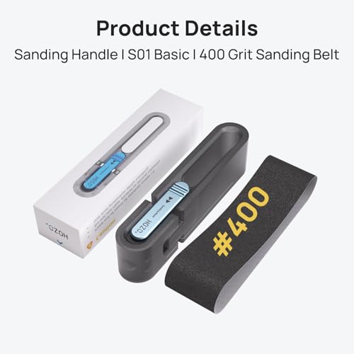 HOZO NeoBlock Sanding Block with Standard Head – Smooths 3D Print Layer Lines, For Flat Surfaces & Small Curves, 5s Quick-Swap Design for Heads & Sandpapers, Includes 1 Pcs 400 Grit Belt - style: Standard Pack