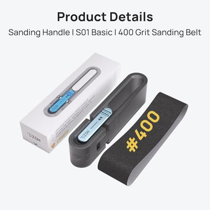 HOZO NeoBlock Sanding Block with Standard Head – Smooths 3D Print Layer Lines, For Flat Surfaces & Small Curves, 5s Quick-Swap Design for Heads & Sandpapers, Includes 1 Pcs 400 Grit Belt - style: Standard Pack