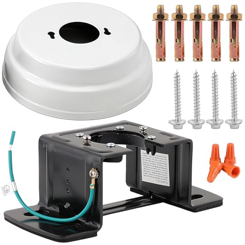 3.0mm Heavy Duty Ceiling Fan Mounting Bracket Kit with Matte White Canopy Cover, 220lbs High Load Carbon Steel Fan Hanger Set, Fits 4-72 inch Extension Downrods - color: Classic White Canopy