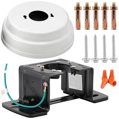 3.0mm Heavy Duty Ceiling Fan Mounting Bracket Kit with Matte White Canopy Cover, 220lbs High Load Carbon Steel Fan Hanger Set, Fits 4-72 inch Extension Downrods - color: Classic White Canopy