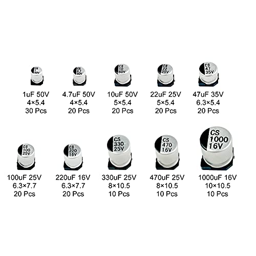 10 Values 180 Pcs SMD Aluminum Electrolytic Capacitors Kit