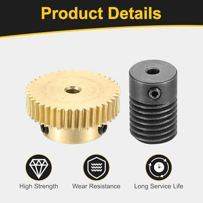 uxcell Worm Gear Set Right Rotation 40T 0.5 Module 1:40 Reduction Rate - size: Gear-3mm, Rod-3mm Bore, style: 0.5M-40T