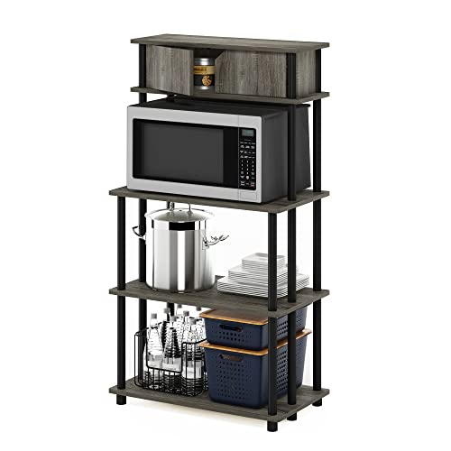 Furinno Turn-N-Tube Toolless Storage Shelf with Top Cabinet, French Oak Grey/Black - color: French Oak Grey/Black, size: 3-Tier with Top Cabinet