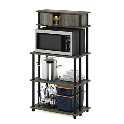 Furinno Turn-N-Tube Toolless Storage Shelf with Top Cabinet, French Oak Grey/Black - color: French Oak Grey/Black, size: 3-Tier with Top Cabinet