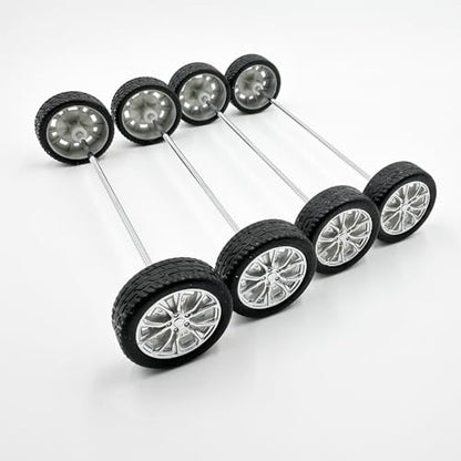 10PCS Small Toy Car Wheels Model Car Rubber Tire Wheels with 5PCS Shaft Round Axles for for DIY Model Toy RC Car Truck Robot Wheel Replacement Accessories (2x26mm) - style: 2x26mm