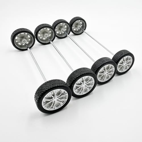 10PCS Small Toy Car Wheels Model Car Rubber Tire Wheels with 5PCS Shaft Round Axles for for DIY Model Toy RC Car Truck Robot Wheel Replacement Accessories (2x26mm) - style: 2x26mm