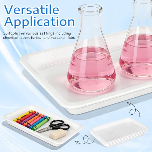 DOITOOL Laboratory Reagent Tray 4-Pack Acid Alkali Resistant Leakproof Lab Sample Tray Chemical Reagent for Experiments Research Labs Educational Use 9.68X7.28X1.06in