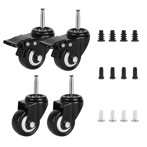 2 Inch Shop Vac Wheels Replacement Parts Stem Casters 5/16" x 1.5" (8x38mm) - style: 2 With Brake & 2 No Brake