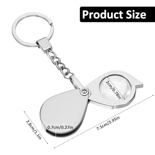 20X Mini Pocket Magnifying Glass, Small Jewelers Magnifier Silver Foldable Rotating Loupe Magnifier Keychain for Reading Newspaper, Book, Magazine, Hobby Jewelry, Gems, Diamonds