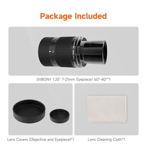 SVBONY SV135 Telescope Eyepiece, 40-60°Field of View, 7-21mm Zoom Eyepiece - size: 40-60°