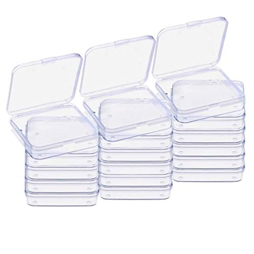 Gebildet 18 Pack Mini Clear Plastic Bead Storage Containers Box Case with lid for Pills,Tiny Bead,and Other Small Items - size: 6.8×5.2×1.1cm