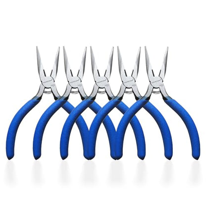 KAIHAOWIN 5" Mini Needle Nose Pliers - 5 Pack, Precision Small Long Nose Pliers for Jewelry Making & Wire Cutting, Spring Loaded Thin Needle Nose Pliers Set, Rustless High Carbon Steel - size: 5 Pack