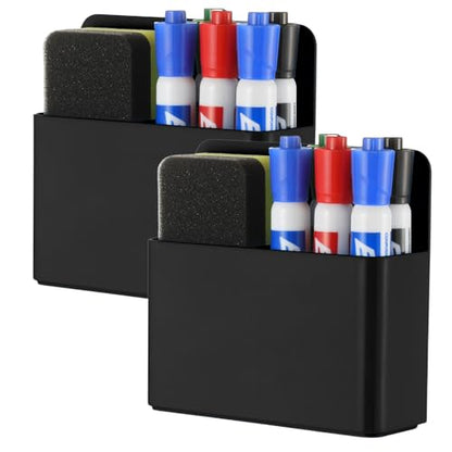Camelmother 2Pcs Magnetic Dry Erase Marker Holder For Whiteboard Fridge - color: black
