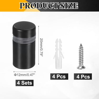 uxcell 4Pcs Sign Standoff Screws, 15/32" x 25/32" Stainless Steel Wall Standoff Mount Hardware Advertising Glass Nail for Glass Acrylic Panel Picture Frame, Black - size: 15/32" x 25/32"
