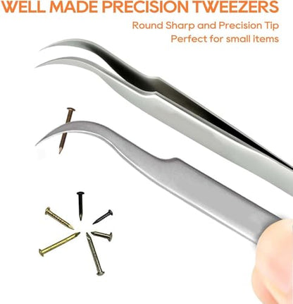 Wooden Tiny Nails 2/5inch 1/3inch 1/4inch for DIY Decorative Pictures Wooden Boxes Household Accessories 1600pcs Gold Silver Bronze Hardware Nails+Tweezers (Boxed Nails)