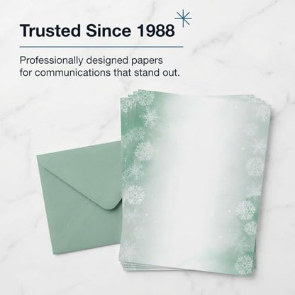 PaperDirect Frosted Snowflake Elegance Papers, Winter Stationery with Detailed Snowflakes and Frosted Center, 8.5 x 11, Acid-Free, Ideal for Scrapbooks, Invitations, Flyers, Cards, 25 Sheets