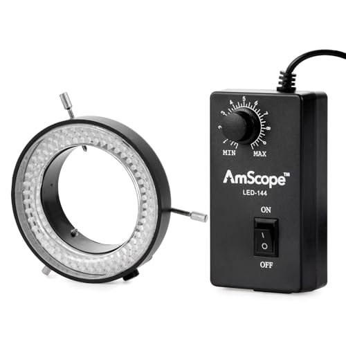 AmScope LED-144 YK 144-LED Microscope Ring Light with Adapter