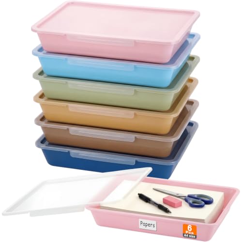 Tinlade 6 Pcs Classroom Paper Storage Bins with Lids, 13x10, Morandi - color: Morandi